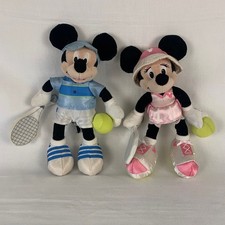 10  DISNEY STORE MICKEY MOUSE  MINNIE MOUSE PLAYING TENNIS PLUSH
