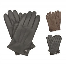 Men  s Italian Leather Warm Wool-Lined Winter Bike Riding Driving Casual Gloves
