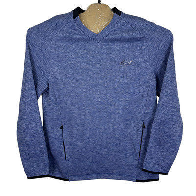 Greg Norman Sweatshirt Herren Größe M Blau Pullover Golf V-Ausschnitt...