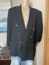 Christian Dior Monsieur Black Suit Jacket Double Breast Blazer 42L Men Vintage