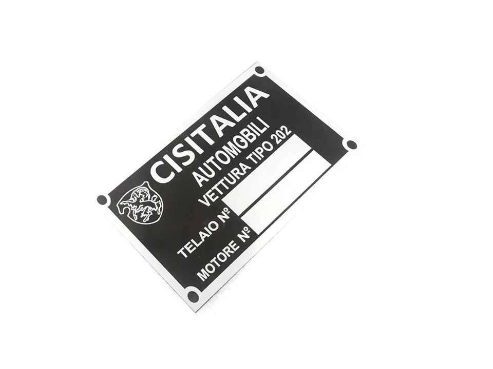 DATA PLATE FITS TO VINTAGE CLASSIC CISITALIA FIAT AUTOMOBILE #V476-8 - Image 3 of 4