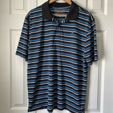 Men s Ariat Tek Heat Series Short Sleeve Polo Striped Shirt Size Large