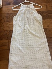 Banana Republic Woven Halter Dress Shine Natural Color Size 2 White Eyelet