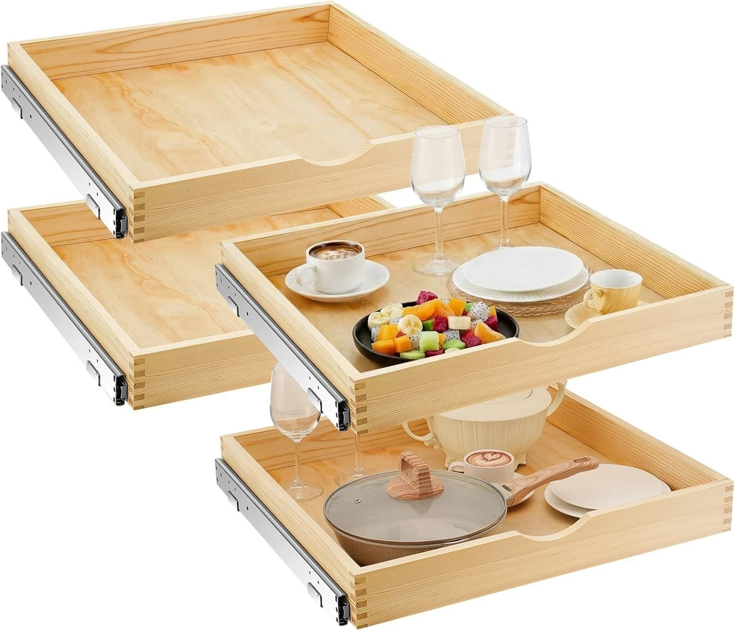 Sintuff 4 Pack Wooden Pull out Tray Cabinet Organizer 24x21
Opens in a new window or tab