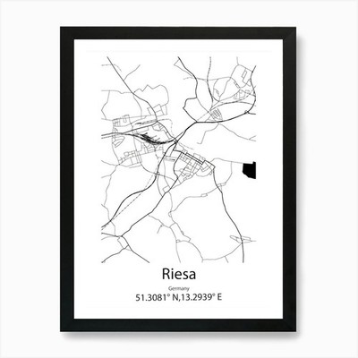 Riesa,Germany Minimalist Map Art Pr Framed Wall Art Poster Canvas Print Picture