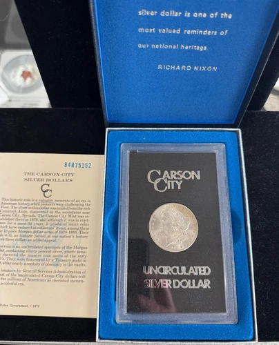 1884-CC MORGAN CARSON CITY UNCIRCULATED SILVER DOLLAR GSA HOLDER & COA