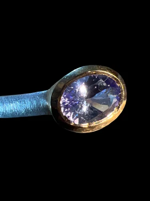 Tansanit Designring in Silber mit vergoldeter Fassung - Bild 1 von 4