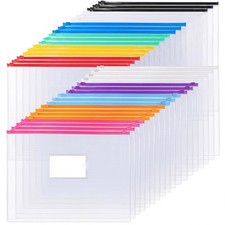 EOOUT 36pcs Plastic Envelopes Poly Zip Envelope Clear Zipper 11 Colors