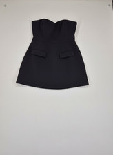 Odd Muse Strapless Mini Dress with Flap Pockets Black - XL