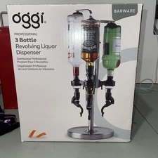 OGGI Three BOTTLE REVOLVING LIQUOR DISPENSER NEW OPEN BOX