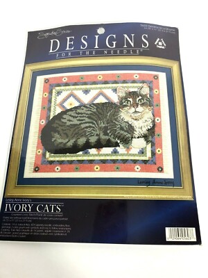 Lesley Anne Ivory's Cats Counted Cross Stitch Kit Gemma on a Dhurrie New