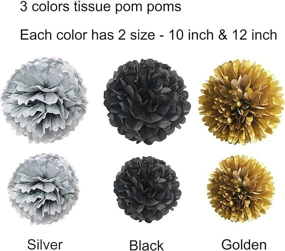 Decorazioni per feste color oro e nero (pack da 10 pezzi) - Immagine 2 di 2
