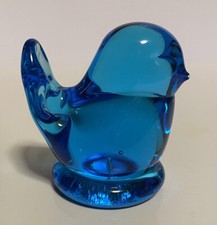 Leo Ward Blue Glass Blue Bird Of Happiness Figurine 1990 Signed
