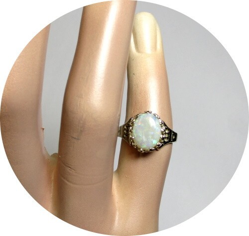 Nice - Australian OPAL Ring  - 14k Solid White Go… - image 6