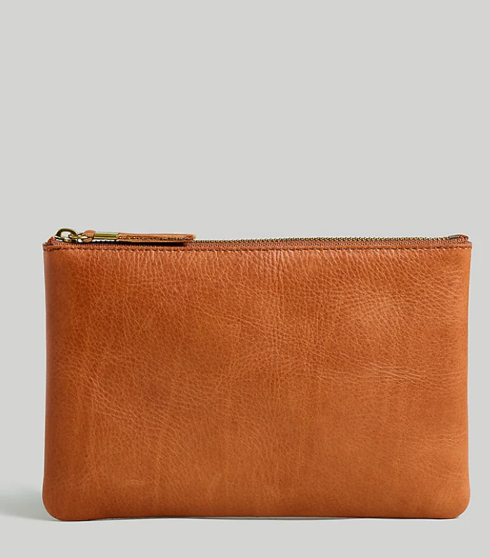 Madewell $50 The Pouch Clutch English Saddle F6966 Embossed