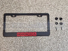 Honda Red Style III CF Printed Pattern Black Aluminum License Plate Frame
