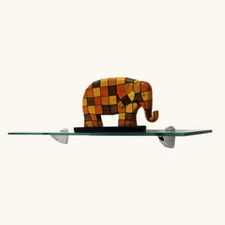 Brushed Steel 4 3/4" X 21" Oriole Floating Glass Shelves - 2 Brackets Included