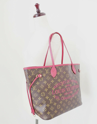 Authentic LOUIS VUITTON Neverfull MM Monogram Red Ikat Tote Bag