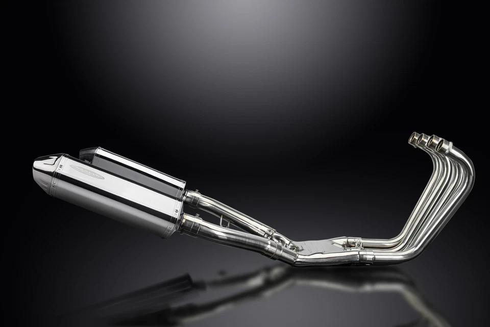 Silenciadores de acero inoxidable TriOval Yamaha FJ1100 1984-1985 Delkevic escape completo 4-2 13" Foto 2 de 4