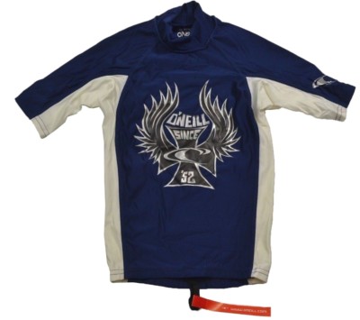 O'Neill CHOP Navy Blue White U.V. Protection Short Sleeve Youth Boy's Rash Guard