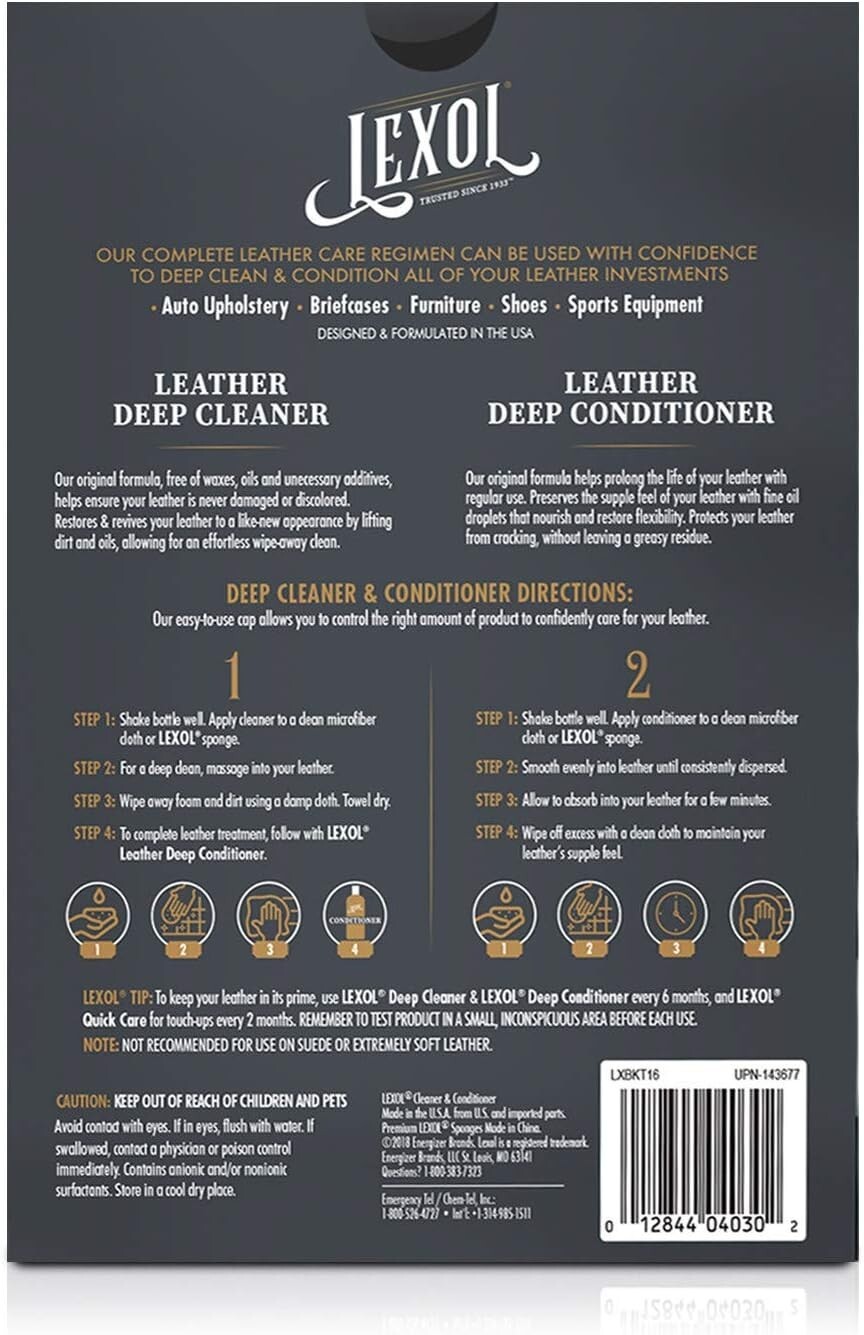 LEXOL LEATHER CONDITIONER LEATHER CLEANER KIT Car Furniture Shoes Bags Care NEW 7445009875830 eBay