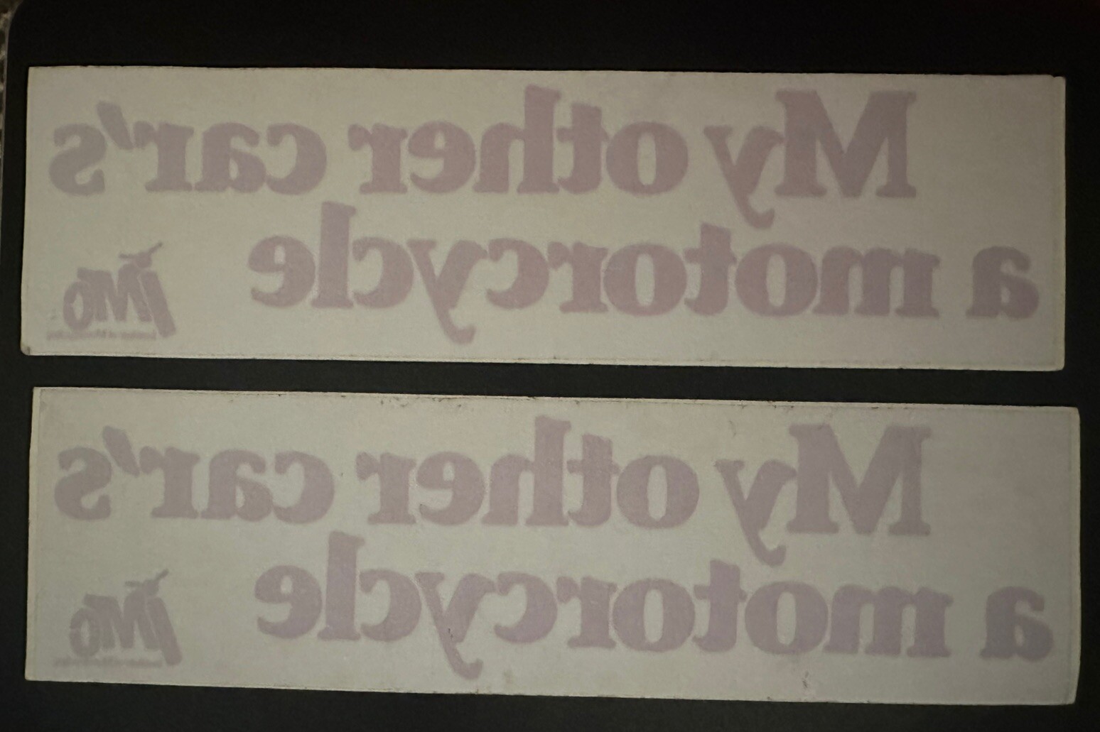 Vintage Retro IMO 'My other car's a motorcycle' sticker decal bundle (x2)
