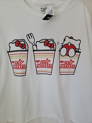 Cup O Noodles Hello Kitty Ramen T Shirt Size 2 Oversized Crop Hot