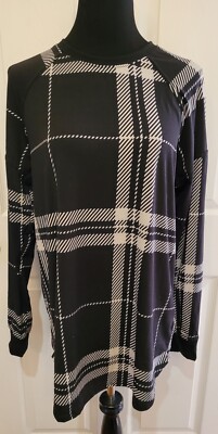 Lularoe Erin Long Sleeve Raglan Top Size M Medium BeautifulBlack White Print NWT
