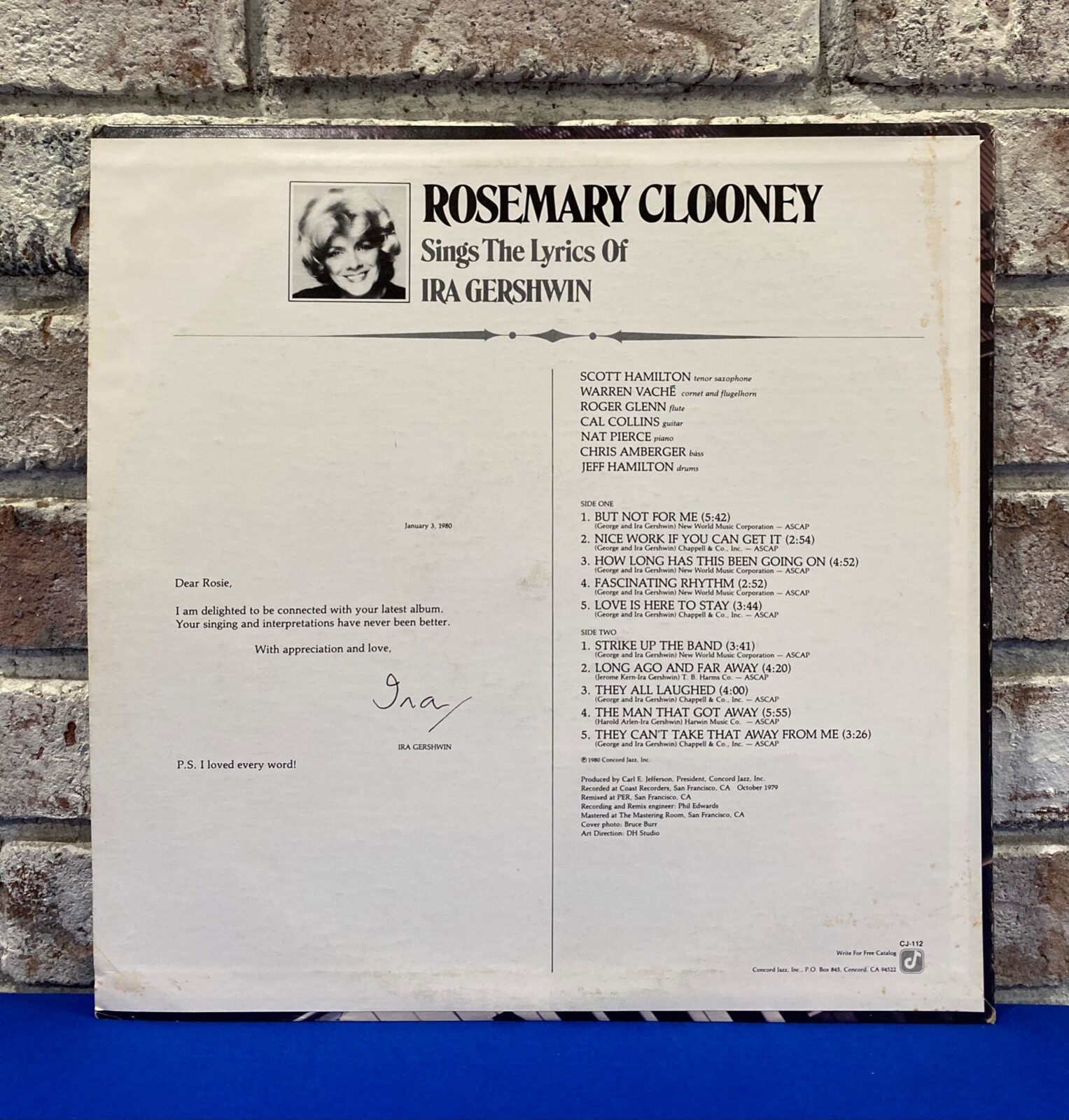 Rosemary Clooney Sings The Lyrics of Ira Gershwin 1980 Vintage Vinyl