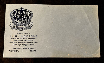 Early 1900s GARLAND STOVES & RANGES L.G. Kreisle VICTORIA TX Envelope Ammo Guns