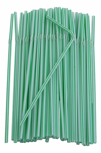 Flexible Plastic Drinking Straws (Assorted Classic Striped) Bendable Disposable - Picture 3 of 5
