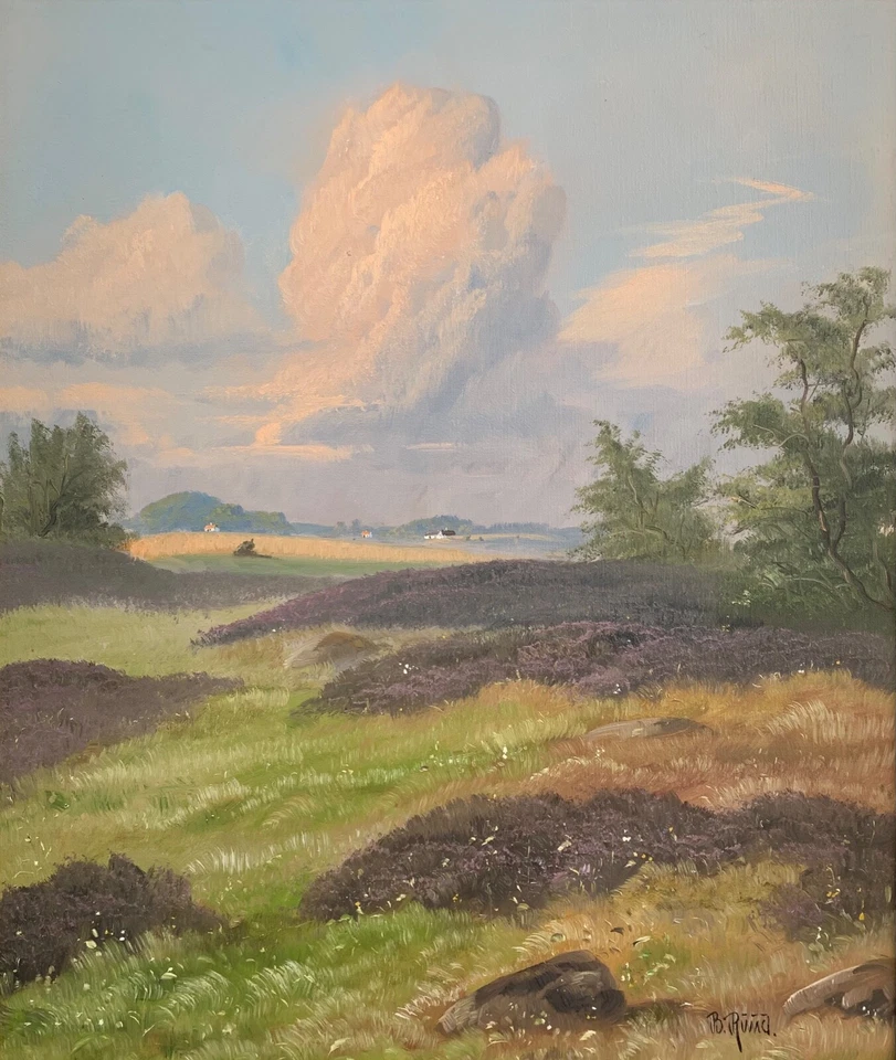 Ölbild Impressionist Weite Sommerlandschaft Bilderrahmen Gold Borge Ruud - Bild 3 von 4