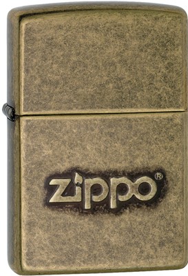 Zippo 2016 Catalog NEW Stamped Classic Zippo Logo Antique Brass Lighter 28994