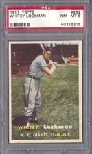 1957 TOPPS #232 Whitey Lockman PSA 8 NM-MT Old Holder Possible Review 8.5