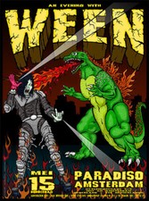 Chris Shaw Ween 2008 Paradiso Concert Poster - Michael Jackson Godzilla