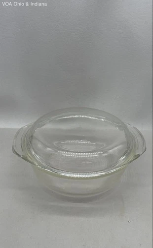 Fire-King 1-2 QT Clear Glass Casserole Bowl with Pyrex 683 Lid Vintage