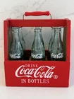 Vintage Mini 6 Pack Coca Cola Bottles In Wooden Carrier 4"