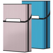 roygra Cigarette Case 2 Pack , Magnetic Switch 100mm 100S, Blue RoseGold