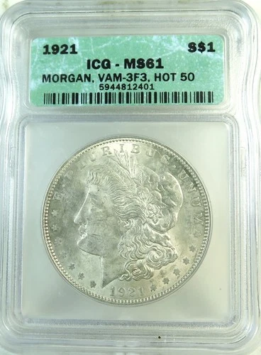 1921 Morgan dollar ICG MS61 *3F3 pitted reverse Hot50* BR