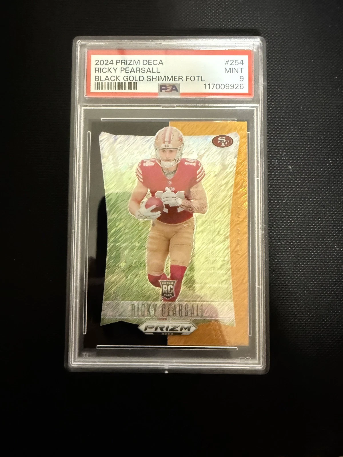 Ricky Pearsall Panini Prizm Deca #254 Black Gold Shimmer Fotl