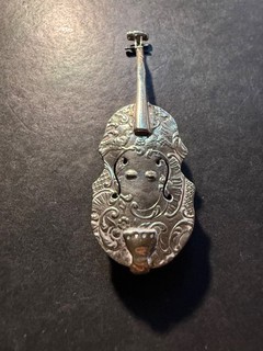Silver Miniature cello novelty pill box 27g