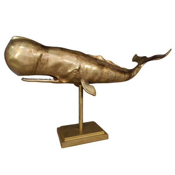 Pottwal Figur Gold Wal Deko Aluminium Skulptur Maritime Deko Wohnzimmer BüRo-image