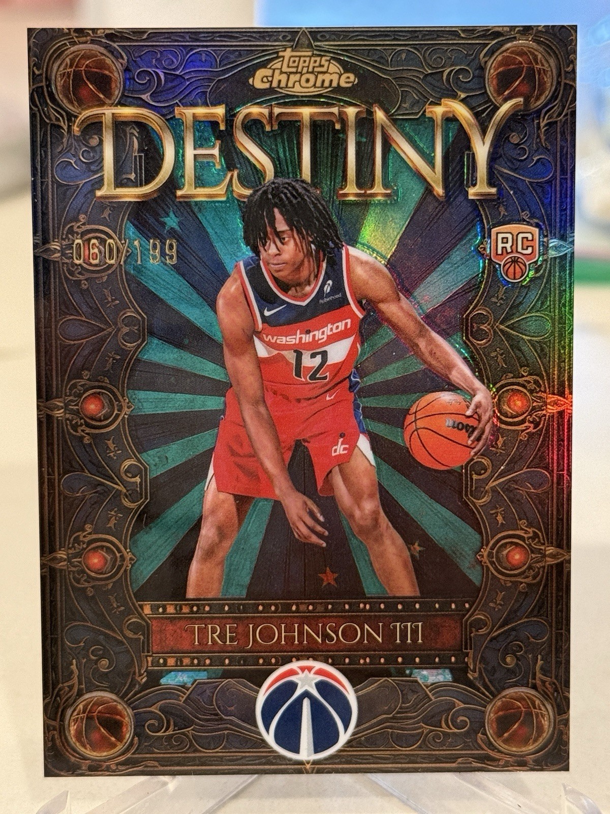 2025-26 Topps Chrome - Destiny Tre Johnson #D-6 Aqua Refractor /199 (RC)