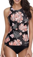 Holipick Two Piece Floral Tankini Swimsuits for Women Tummy Control - Flowy-XL