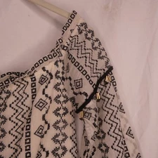 Saylor women's XS long sleeve romper embroidered pattern black & cream Boho