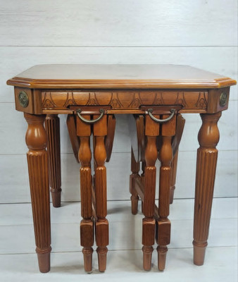 Vintage Drop Leaf Satztische Holz Satz Beistelltisch Kaffee platzsparend verstaut