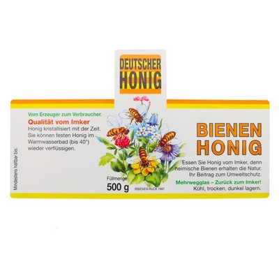 Etiketten Deutscher Bienenhonig 500gr (100x) mit Gewährverschluss Imkerei Bienen