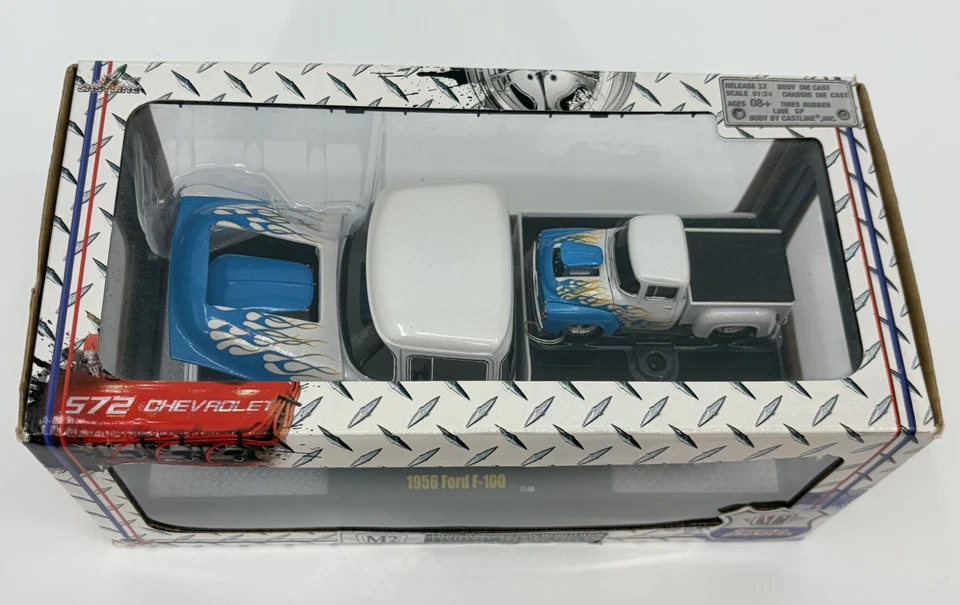 M2 Ground Pounders 1956 Ford F-10 Pickup White/Blue Limited Production 1:24 - Image 3 of 4