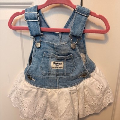 OshKosh B'Gosh Baby Girls' Denim Eyelet Jumper Dress, 3 Months, Spring Style