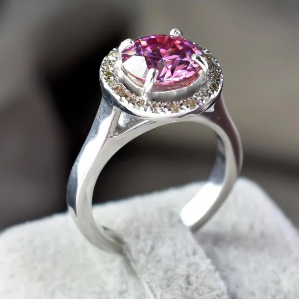 Certified 2.50ct VVS1 Pink Diamond Ring 925 Silver Jewelry Birthday Gift - Image 4 of 4